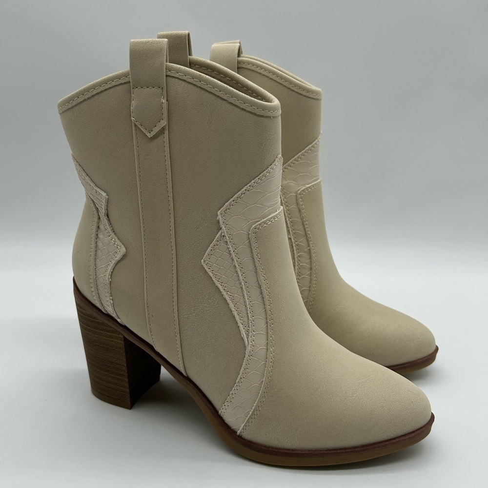 Altar’d State Beige Western Ankle Boots | Vegan | Size 8 | New With Tag - Picture 4 of 10